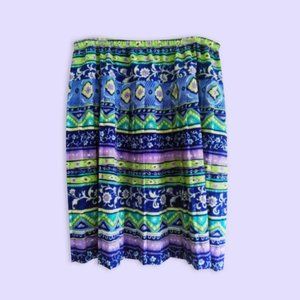 Colorful Pleated Abstract Print Flowy Summer Skirt